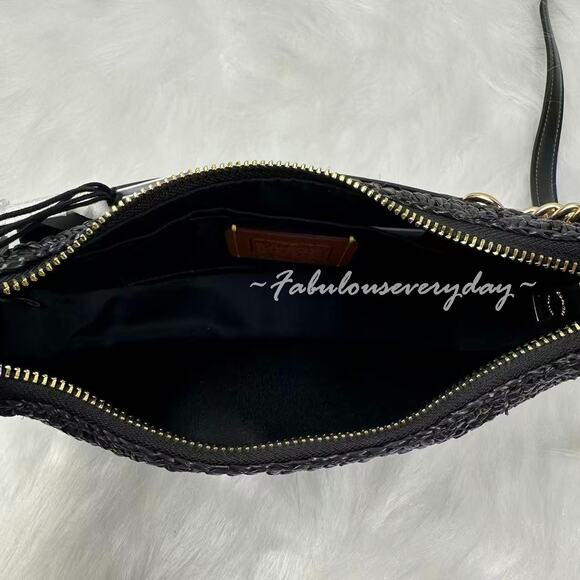 Coach Teri Shoulder/Crossbody Bag In Straw/Gold/Black CBI17 NWT - Picture 6 of 8